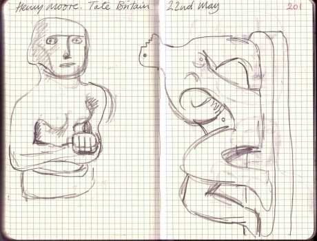 Sketches of Henry Moore Sculptures